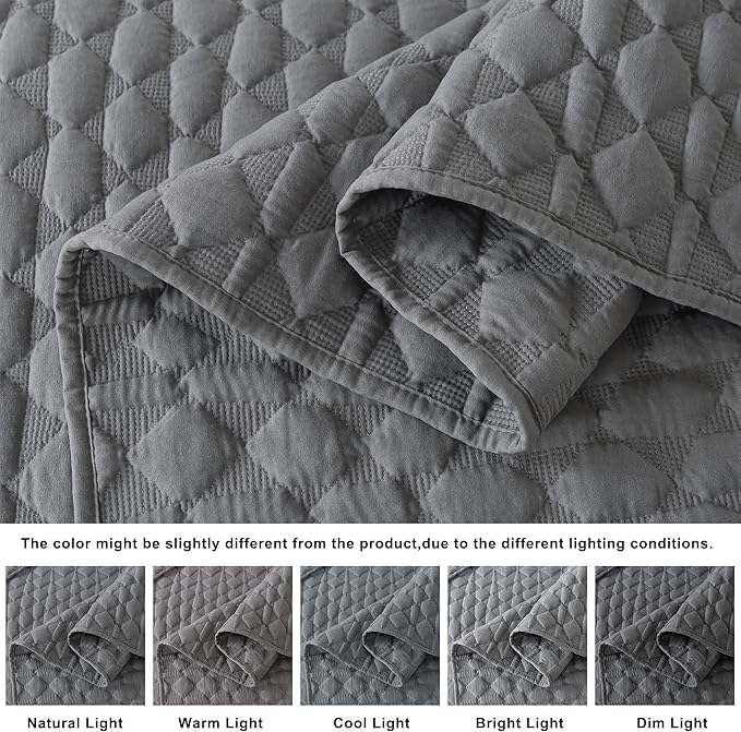 WDCOZY Dark Grey Quilt Queen Size Bedding Sets - Image 3