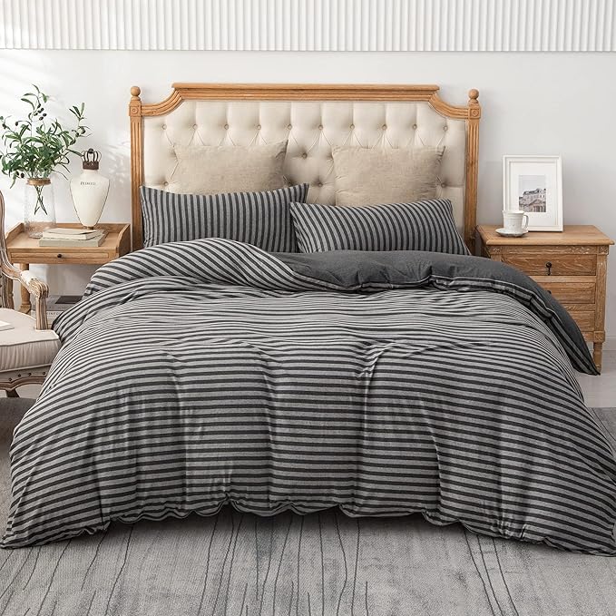 PURE ERA Jersey Knit Duvet Cover Set 100% T-Shirt Heather Cotton Super Soft - Image 6