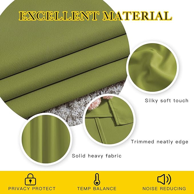 NICETOWN Fresh Green Draperies Curtain Panels - Image 4