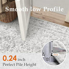 Grey 5x7 Area Rug Vintage Washable Living Room Carpet Non Slip Bedroom Indoor - Image 2