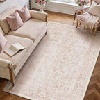Pink Area Rug 3x5 Office Entryway Rug Machine Washable Kitchen Vintage - Image 6