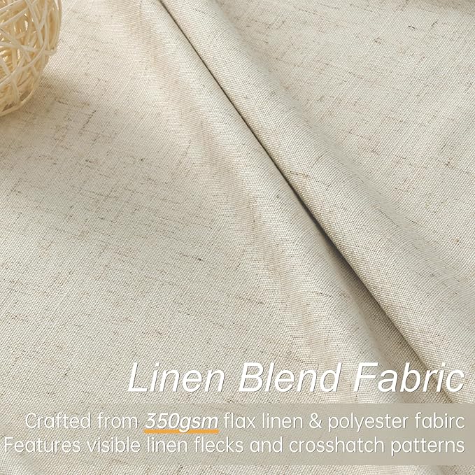 Topfinel 102 Inches Long Cream Colored Custom Total Blackout Linen Curtains - Image 4