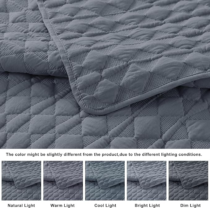 WDCOZY Blue Twin Quilt Size Bedding Sets - Image 5