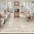 Light Brown Area Rug 10x14 Machine Washable Large Vintage Living Room by PureCozy