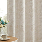 Beauoop Beige Floral Jacquard Blackout Curtains 108 Inches Long 2 Panels by Beauoop