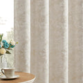 Beauoop Beige Floral Jacquard Blackout Curtains 63 Inches Long 2 Panels by Beauoop