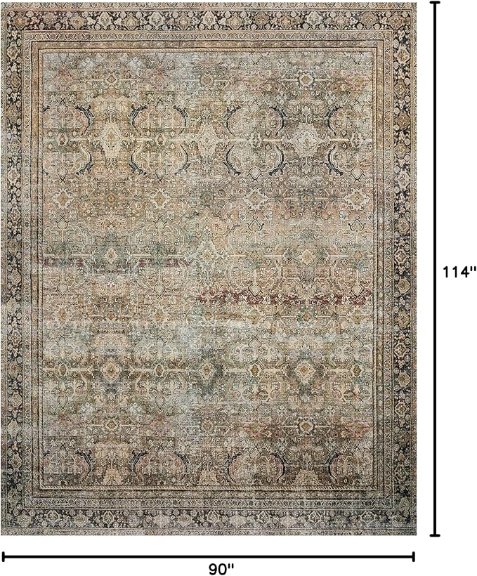 Loloi Layla Collection LAY-03 Olive/Charcoal 7'-6" x 9'-6" .13" Thick Area Rug - Image 2