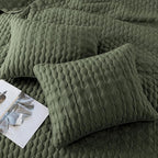 WDCOZY Olive Green Twin Size Quilt Bedding Set - Image 4