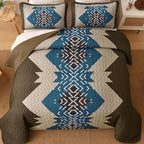 Dintszyayue Brown Boho Quilt Set Queen, Aztec Western Quilt Bedspread Set - Image 3