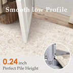 Beige Area Rug 6x9 Machine Washable Vintage Living Room Distressed Non Slip - Image 7