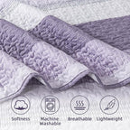 Andency Queen Quilt Bedding Set Grayish Purple, 3 Pieces Patchwork Summer - Image 4