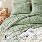 Zzlpp Queen Comforter Set 7 pieces, Sage Green Tufted Bed in a Bag - Image 3