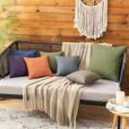 MIULEE Pack of 2 Decorative Outdoor Solid Waterproof Throw Pillow Covers Faux - Image 3
