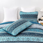 WONGS BEDDING Boho King Quilt Set, Lightweight Microfiber Bed Decor Bedspread - Image 5
