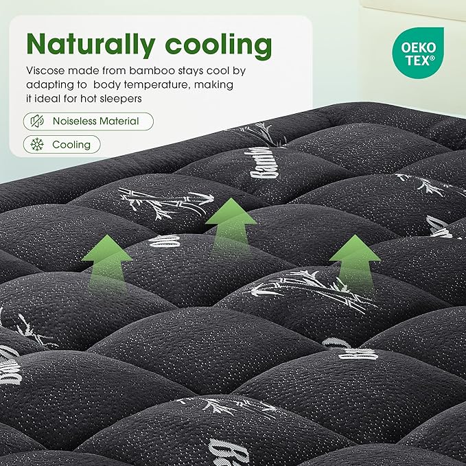 Mattress Pad King Size, Cooling Pillow Top Mattress Topper, Ultra Soft Viscose - Image 8