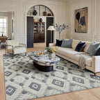 Ivory Grey 8x10 Area Rug Washable Living Room Moroccan Shag Carpet Non Slip by PureCozy