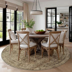 FMFUNCTEX 6ft Round Washable Area Rug Brown Vintage Neutral Distressed Non Slip - Image 3