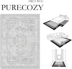 Grey 5x7 Area Rug Washable Vintage Carpet - Image 2