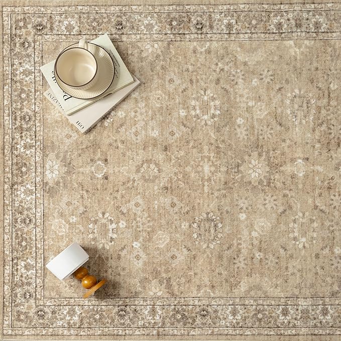 6x9 Brown Area Rug Non Slip Vintage Living Room Distressed Machine Washable - Image 7