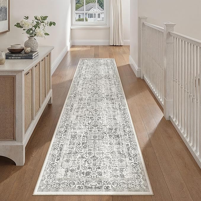 Black Runner Rug 2x10 Hallway Machine Washable Kitchen Vintage Distressed Non by PureCozy