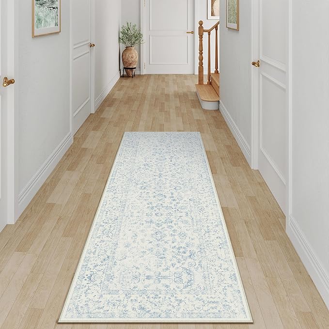 2x6 Blue Runner Rug Hallway Non Slip Kitchen Vintage Distressed Long Carpet - Image 5
