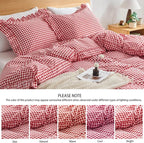 Gingham Duvet Cover King Size, 3 Pieces Soft Breathable Microfiber Plaid - Image 5