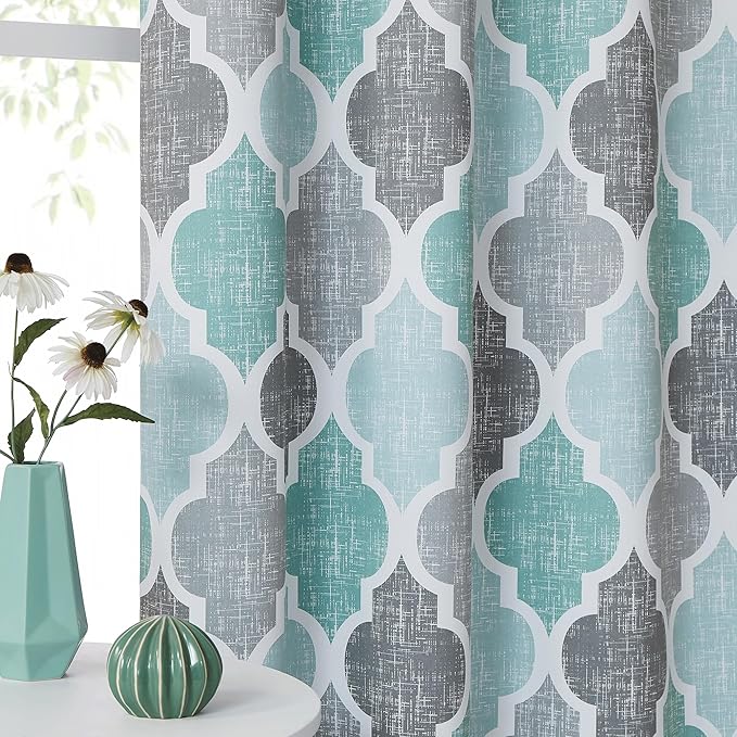 Beauoop Blackout Window Valances Curtains Geometric Quatrefoil Trellis Printed - Image 6