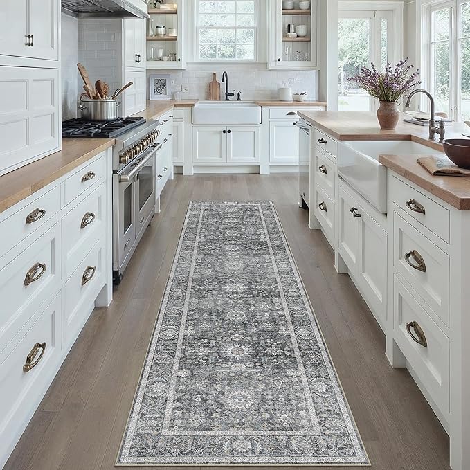 Blue 2x8 Runner Rug Hallway Non Slip Kitchen Vintage Distressed Long Carpet - Image 4