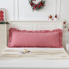 20x54 inches Red/White Gingham Body Pillow Sham 1 Piece, 100% Cotton Ruffled - Image 2