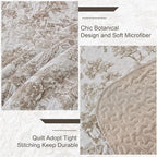 WONGS BEDDING Botanical Quilt Set California King Size, Khaki 3 Pieces Toile - Image 5