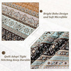 WONGS BEDDING Boho Fall Queen Quilt Set, Lightweight Microfiber Bed Decor - Image 5