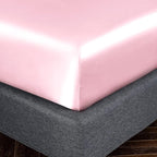 Homiest Blush Pink Satin Fitted Sheet Queen Size, Deep Pocket, Luxury & Ultra - Image 3