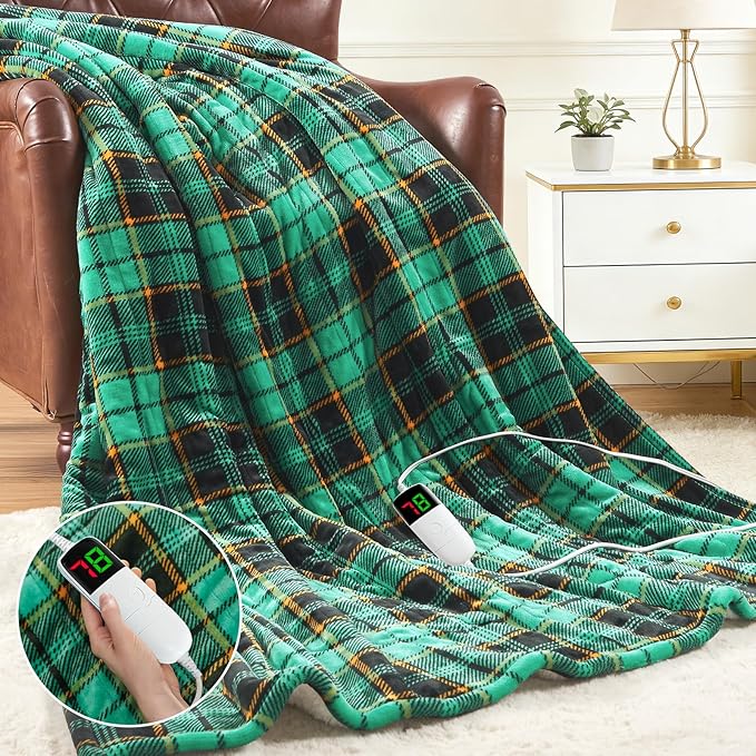 Green Heated Blanket Electric Throw 50X60, Heating Blanket by OCTROT