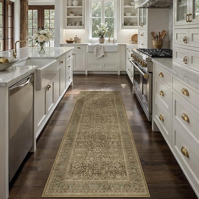 Brown 2x6 Runner Rug Washable Vintage Long Carpet - Image 3