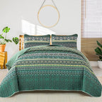 WONGS BEDDING Boho Quilt King Size, Lightweight Microfiber Bed Decor Bedspread by WONGSBEDDING