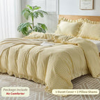 Gingham Duvet Cover Queen Size, 3 Pieces Soft Breathable Microfiber Plaid - Image 3