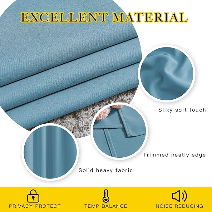 NICETOWN Teal Blue Room Darkening Curtains - Image 4