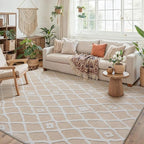 Ivory 5x7 Area Rug Moroccan Shag Living Room Washable Carpet Soft Non Shedding by PureCozy