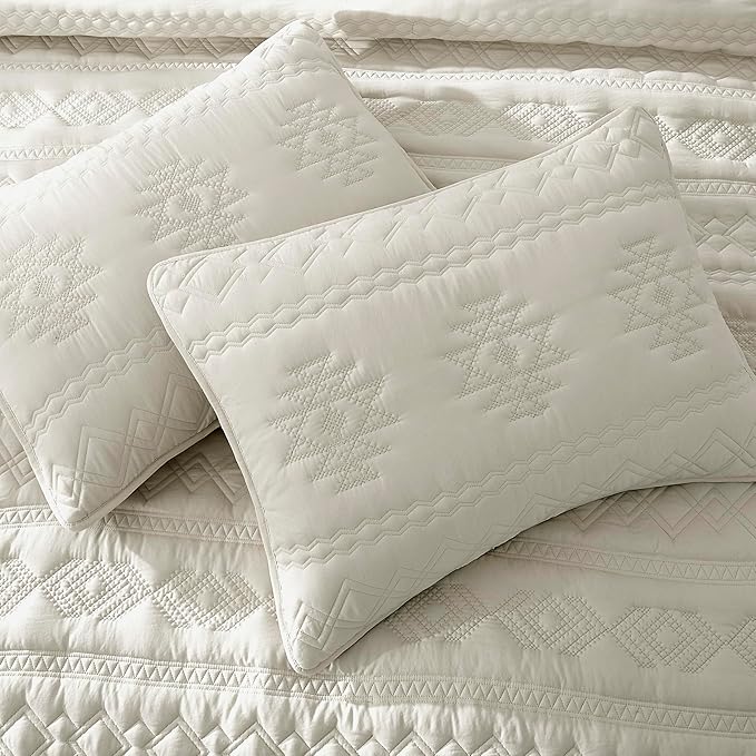 WDCOZY Beige Boho Oversized California Cal King Size Quilt Bedding Set - Image 4