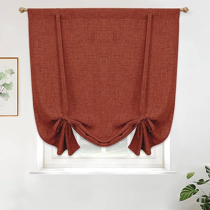 DriftAway Double Layer Linen Blackout Tie Up Curtains Thermal Insulated Fully by DriftAway