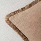 MIULEE Decorative Throw Pillow Covers Neutral Linen Fringe Throw Pillows Euro - Image 3