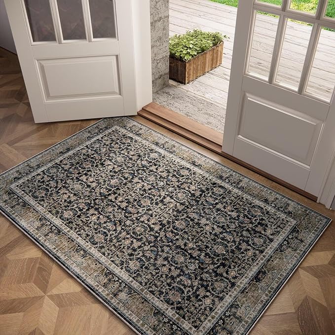 Washable 2x3 Entryway Rug, Boho Non-Slip Door Mat Vintage Distress Small Rugs by Hedwior