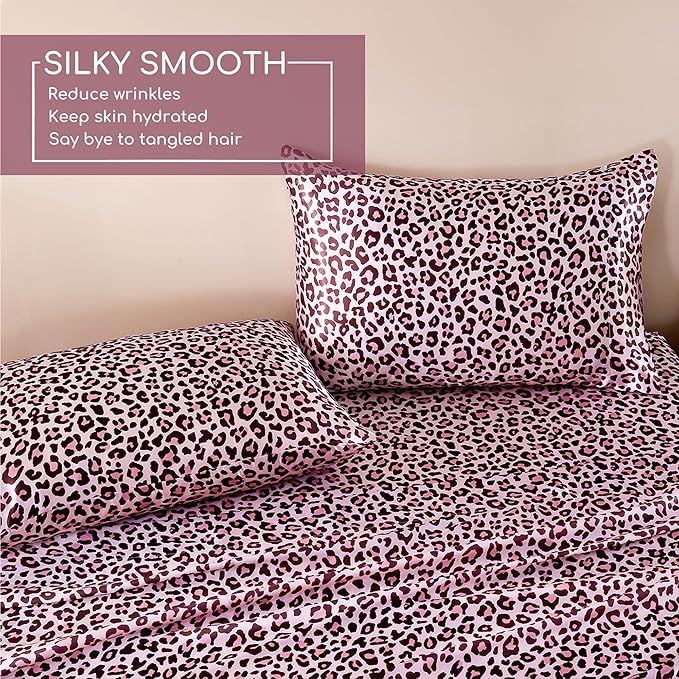 MR&HM Satin Sheets with Elastic Corner Straps, Twin XL Size 3-Piece Silky - Image 5