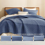 Litanika Quilt Queen Size Sapphire Blue, Stripe Patchwork Summer Bedspread - Image 5
