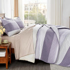 Andency Queen Quilt Bedding Set Grayish Purple, 3 Pieces Patchwork Summer - Image 6