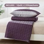Andency Striped Quilt Set King, 3 Pieces Purple and Grey Striped Bedspread - Image 7