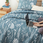 JANZAA Twin Quilt Mineral Blue Quilt Bed Spread Boho Quilt - Image 8
