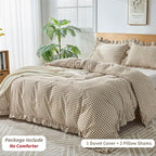 Gingham Duvet Cover King Size, 3 Pieces Soft Breathable Microfiber Plaid - Image 3