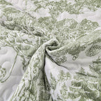 WONGS BEDDING Botanical Quilt Set Twin Size, Sage Green 3 Pieces Toile Floral - Image 7