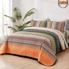 WONGS BEDDING Boho Queen Quilt Set, Fall Lightweight Bed Decor Bedspread - Image 2